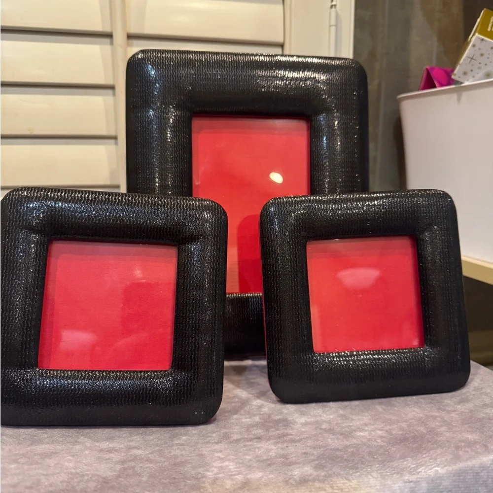 Jim Thompson Silk‎ Textured Black Photo Frame Trio